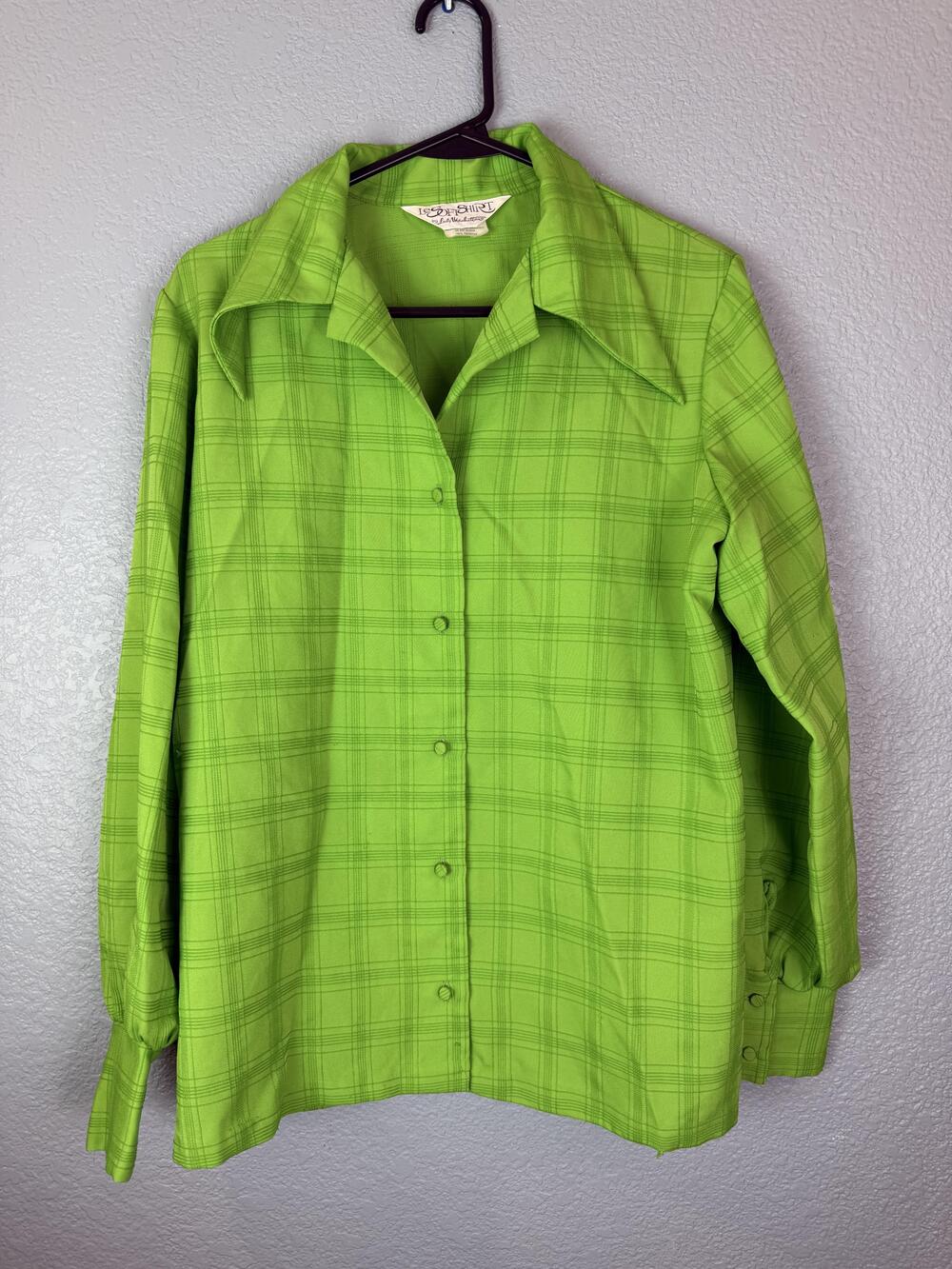 Vintage Lady Manhattan LeSoft Shirt Womens Medium Plaid Button Up Disco Collar